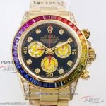 Noob Factory Rolex Cosmograph Daytona Rainbow 116598 40mm 7750 Automatic Watch - All Gold Diamond Case